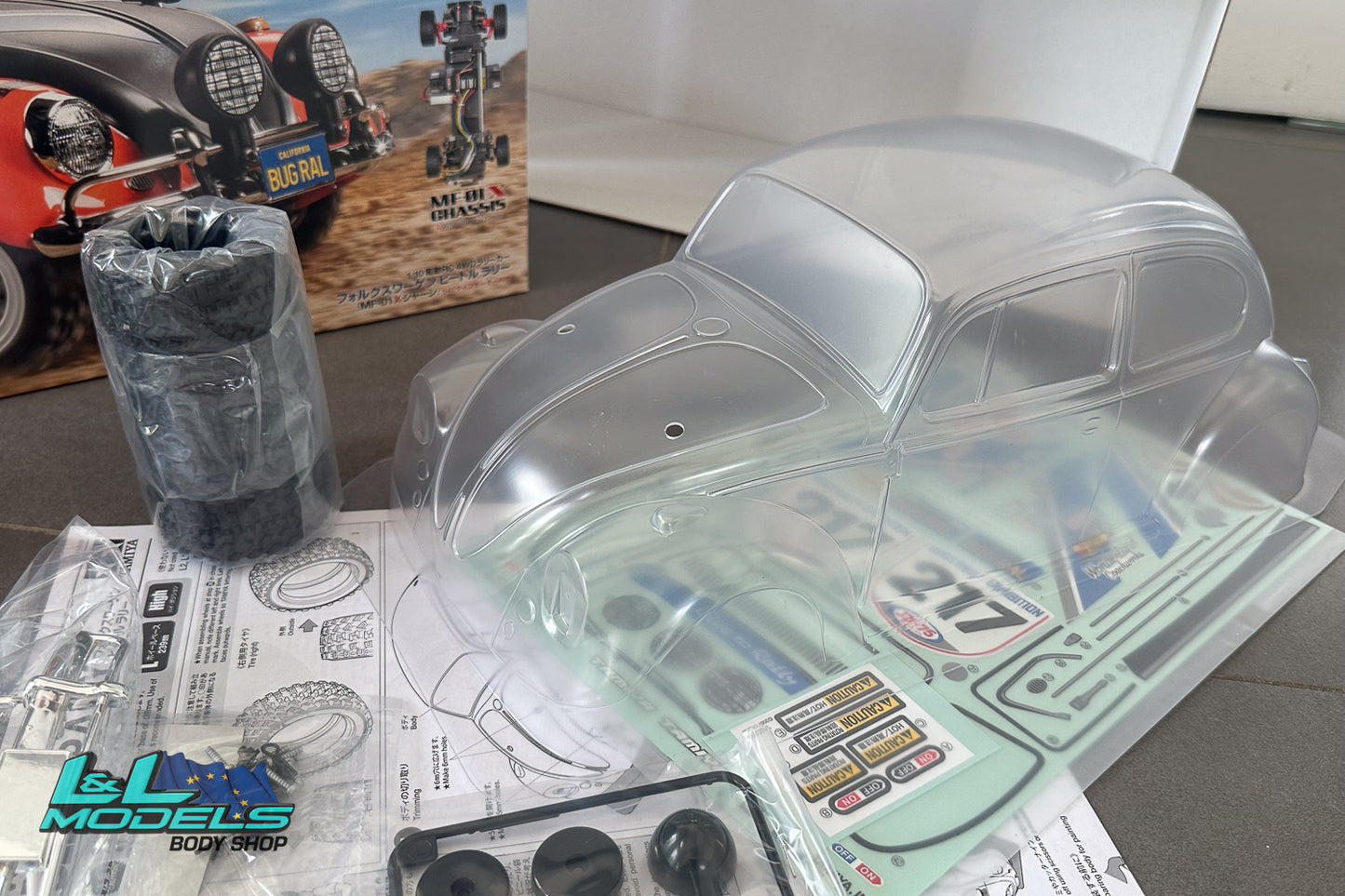 Original TAMIYA Beetle Body set and wheels for half price