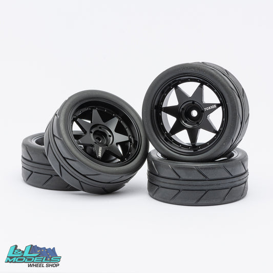 7 spoke machined alloy with tyres - 6mm offset - 26mm