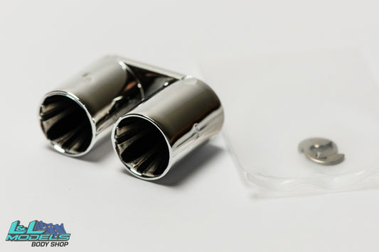 Small twin straight cut exhaust tip - Chrome look